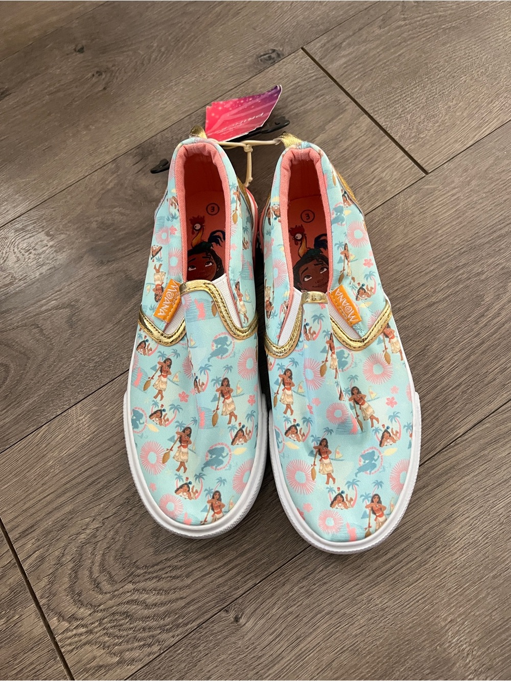 Disney Princess Moana Slip On Sneakers Size 3 New